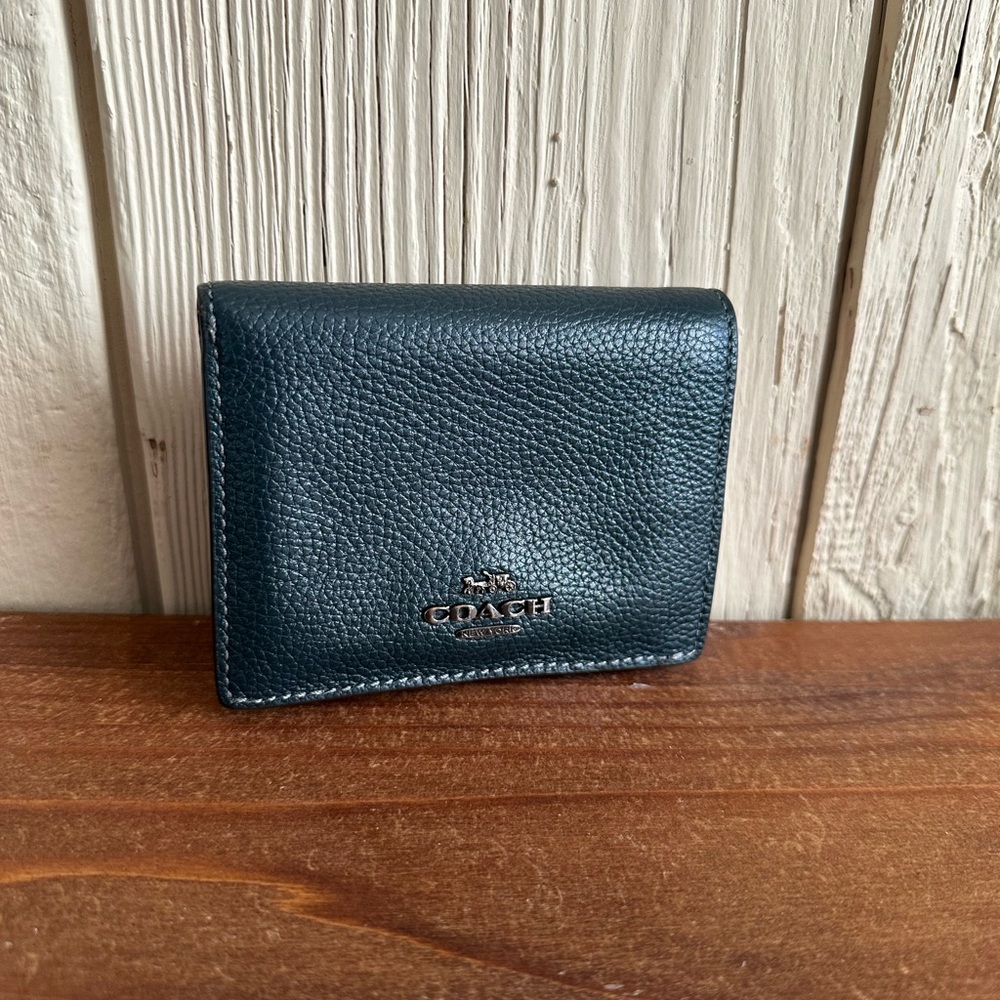 Coach 89311 Small Snap Wallet With Colorblock Interior Pine Green